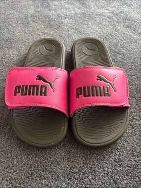 Puma Cool Cat Slides Black Pink Girls Youth Size 4Y Sandals